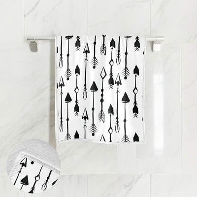 Senya White Hand Towels, Black and White Arrows Absorbent Hand Towels Bath Beach Towels