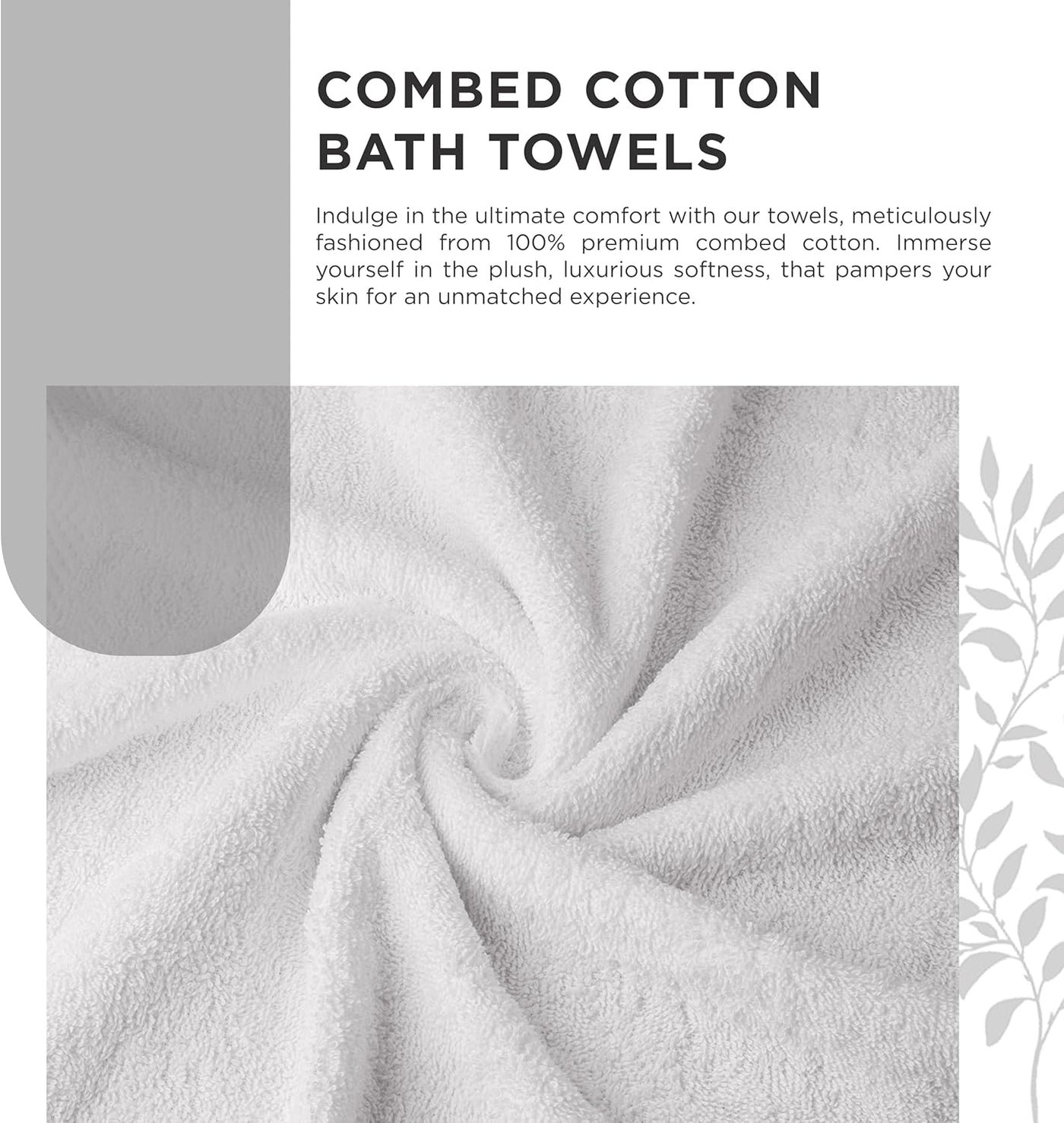 (Set of 4 Luxury Towels)100% Cotton Bath Towels,600 GSM White, Set of 4, Highly Absorbent, Plush, Soft, Quick Dry