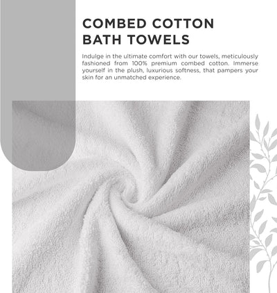 (Set of 4 Luxury Towels)100% Cotton Bath Towels,600 GSM White, Set of 4, Highly Absorbent, Plush, Soft, Quick Dry