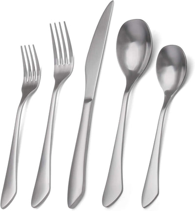 Matte Black Silverware Set, 20-Piece Stainless Steel Flatware Set Service for 4, Satin Finish Tableware Cutlery Set for Home and Restaurant, Dishwasher Safe