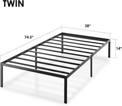 Best Price Mattress 14-Inch Metal Platform Beds W/ Heavy Duty Steel Slat Mattress Foundation (No Box Spring Needed), Black