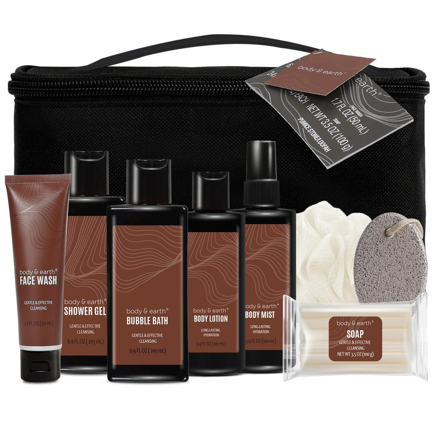 Men's Gift Bundle Body & Earth Bath and Body Wash Sets for Men - 8Pcs Spa Baskets Mens Birthday Gifts Sandalwood, Self Care Kit, Husband Men Father'S Day Gifts