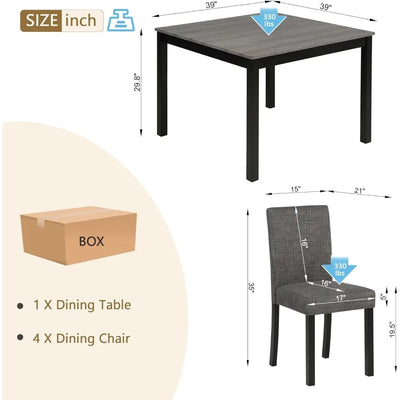 5-Piece Dining Table Set with 4 Chairs, Dining Table Set for 4 with Chairs, Wooden Dining Table Set for Kitchen, Dining Room, Li