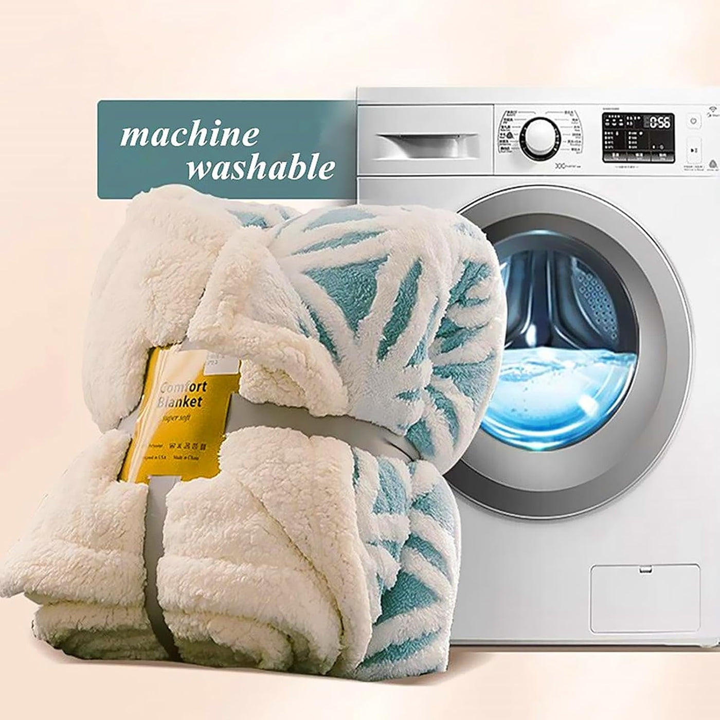 UKELER Flannel Sherpa Throws 60'' X 50', Cute Floral Design Soft Plush Flannel Blanket Throws for Bed/Couch/Sofa/Office/Camping