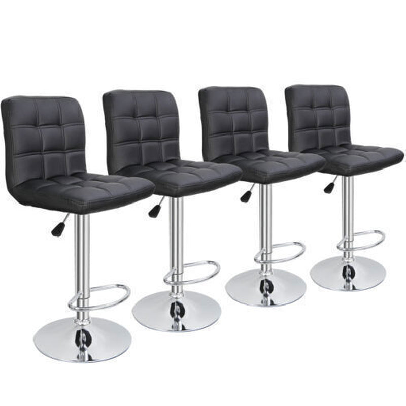 (Set of 4)Adjustable Bar Stools Swivel PU Leather Modern Dinning Chairs with Back Set of 4