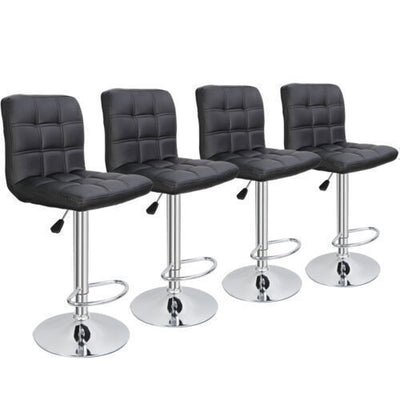 (Set of 4)Adjustable Bar Stools Swivel PU Leather Modern Dinning Chairs with Back Set of 4