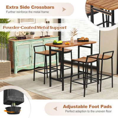 5 Piece Acacia Wood Bar Table Set Bar Height