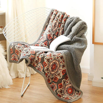 UKELER Flannel Sherpa Throws 60'' X 50', Cute Floral Design Soft Plush Flannel Blanket Throws for Bed/Couch/Sofa/Office/Camping