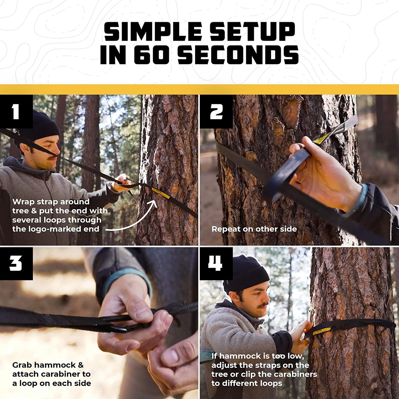 Camping Hammock - Camping Essentials & Camping Gifts, Portable Hammock Single or Double Hammock for Outdoor, Indoor W/Hammock Straps