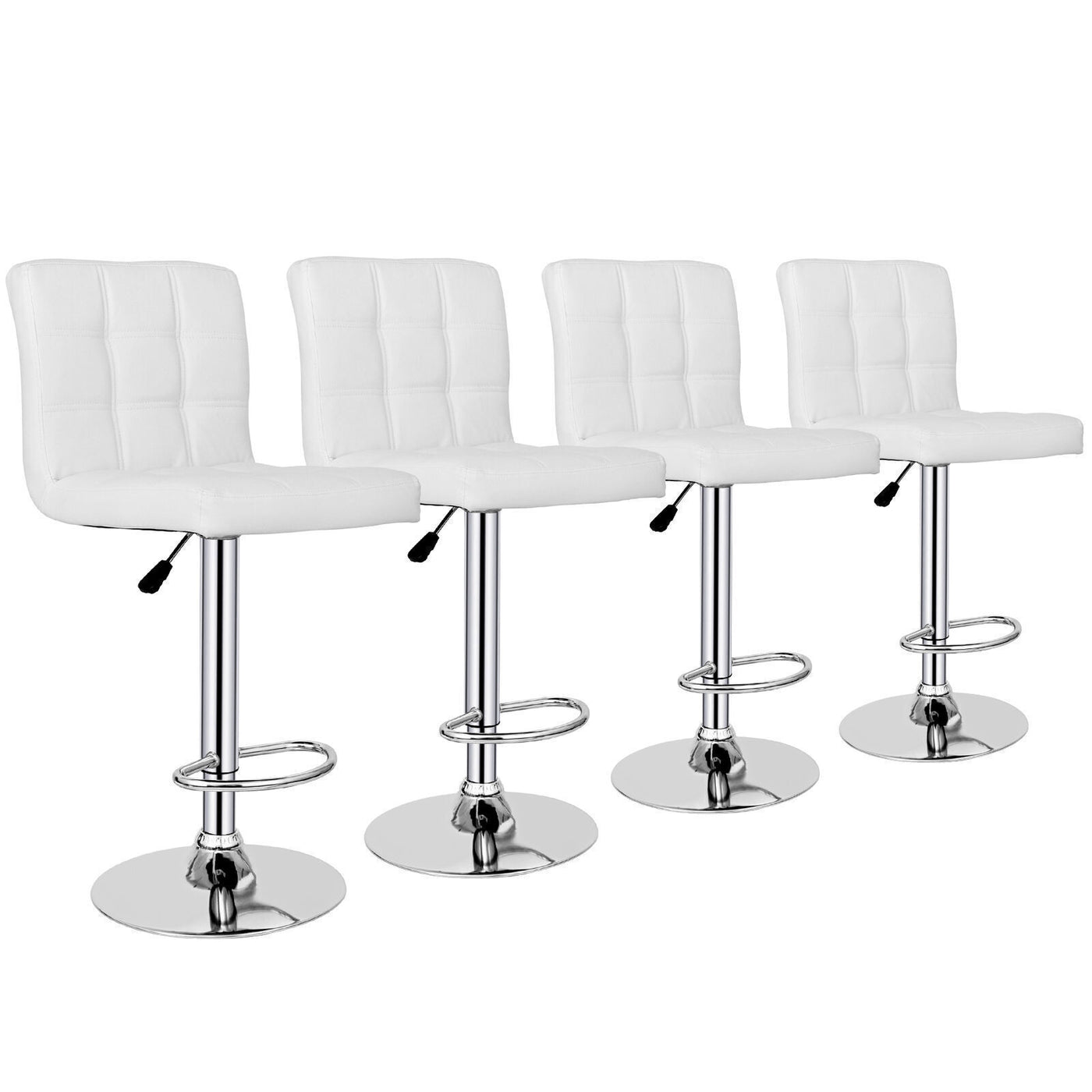 (Set of 4)Adjustable Bar Stools Swivel PU Leather Modern Dinning Chairs with Back Set of 4