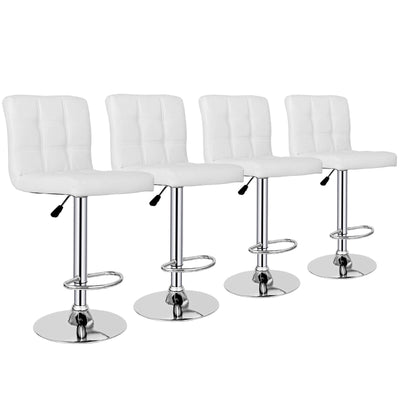 (Set of 4)Adjustable Bar Stools Swivel PU Leather Modern Dinning Chairs with Back Set of 4