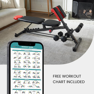 Full Body Workout Combo Finer Form Multi-Functional FID Weight Bench for Full All-In-One Body Workout – Hyper Back Extension, Roman Chair, Adjustable Ab Sit up Bench, Incline Decline Bench, Flat Bench