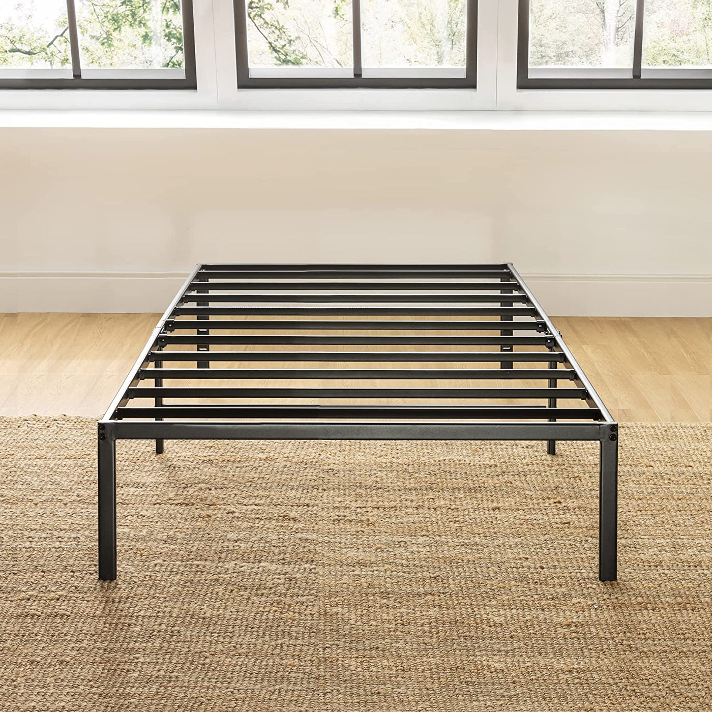 Best Price Mattress 14-Inch Metal Platform Beds W/ Heavy Duty Steel Slat Mattress Foundation (No Box Spring Needed), Black