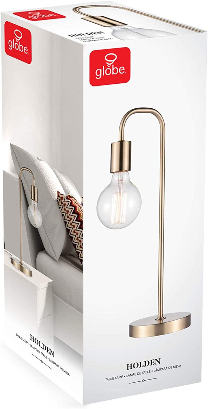 GLOBE Electric 67433 Holden 18" Table Lamp, Matte Brass, Modern, Night Stand, Bedroom Décor, Living Room, Bedside Light