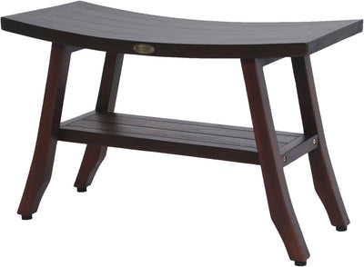 Decoteak Satori 28-Inch Brown Waterproof Teak Wood Shower Bench Stool Seat Chair for inside Shower Storage Shelf Provides Safety, Storage, and Organization for Bathroom Accessories