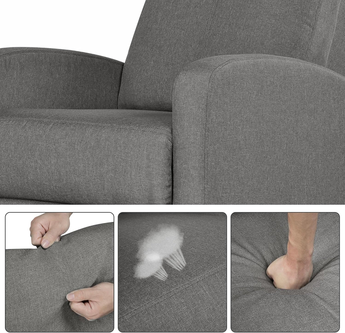 Yaheetech 2-Seat Fabric Pushback Recliner Chair Living Room Chair with Thick Seat Cushion and Backrest Reclining Chair for Living Room Grey