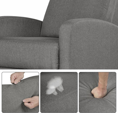 Yaheetech 2-Seat Fabric Pushback Recliner Chair Living Room Chair with Thick Seat Cushion and Backrest Reclining Chair for Living Room Grey