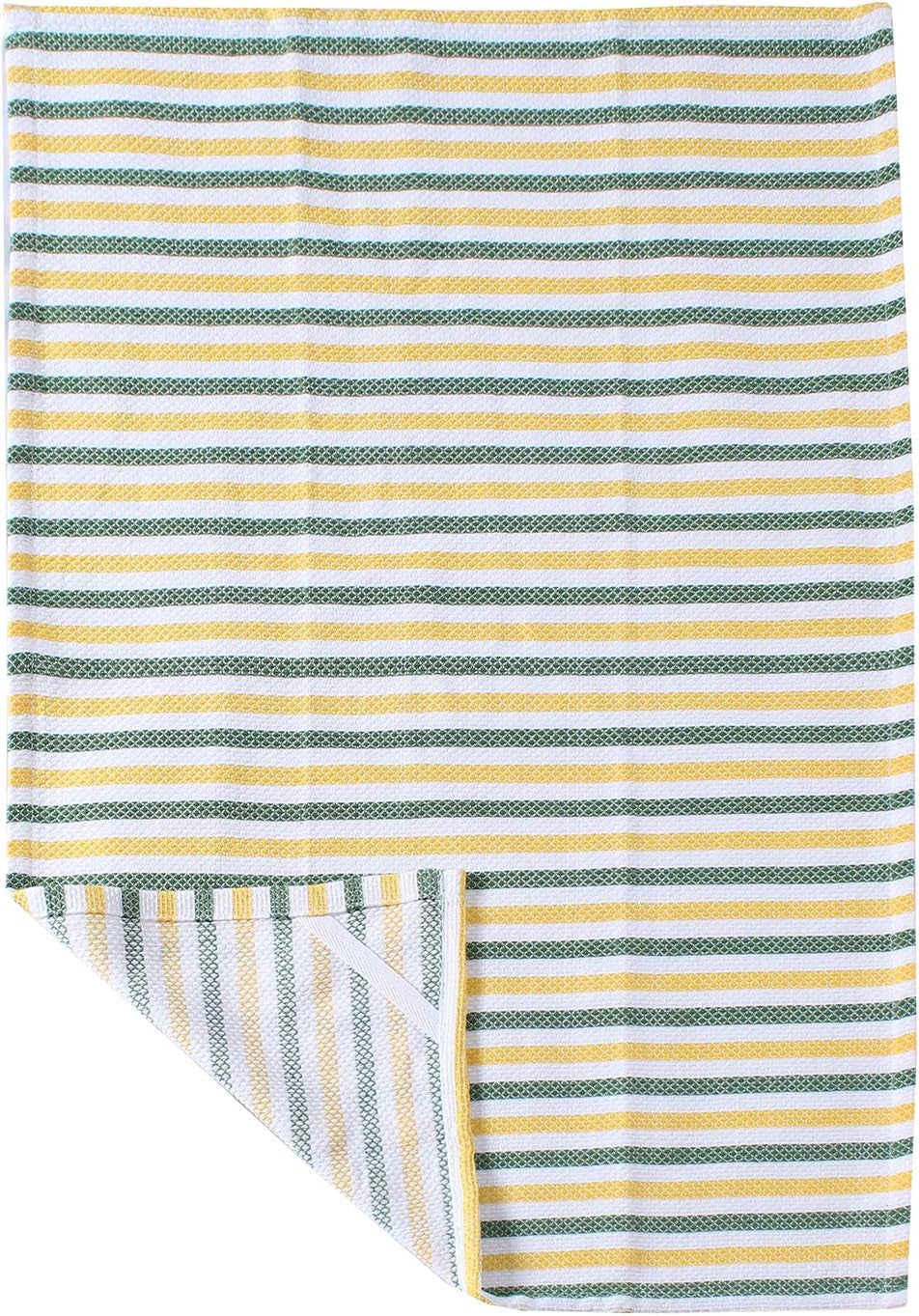 ACCENTHOME Lemon Yellow Printed Cotton Kitchen Towel Set - Absorbent Multi Purpose Kitchen Linen - 4 Drying Dish Hand Towels 20X28