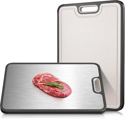 Double-Sided Titanium & Wheat Straw Cutting Board,15”*10“ Cutting Board 