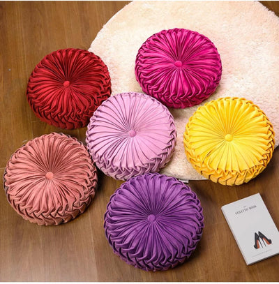 HLOVME round Velvet Pillow for Couch Small Handmade Decorative Throw Pillow for Bed Bedroom 13.7” Light Purple