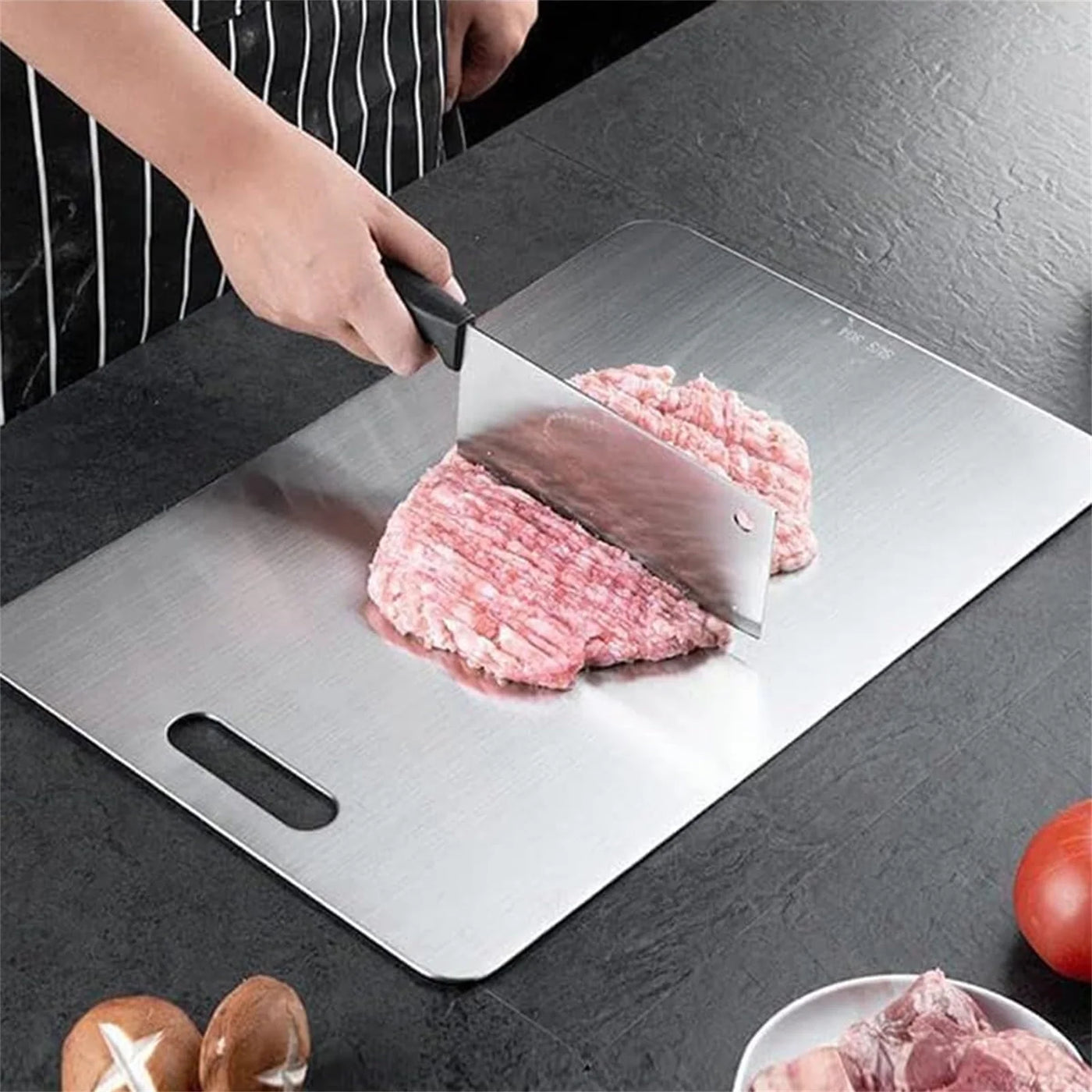Titanium Cutting Boards Set of 3,Stainless Steel Cutting Boards for Kitchen,Double-Sided Food Grade Cutting Board,Cutting Meat,Cheese,Vegetable,Fruit