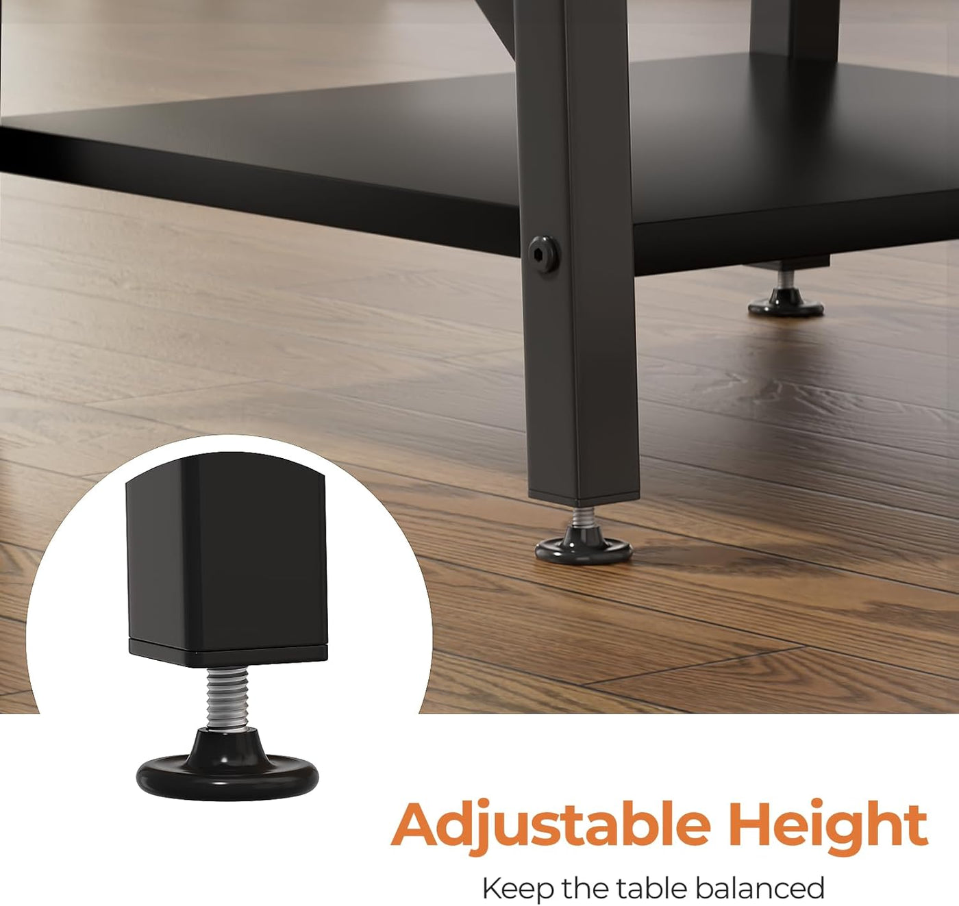 Greenforest End Table 24 Inch for Living Room, Large Square Side Tables with X-Frame, Tall Industrial Bedside Nightstand with 2-Tier Storage, Black