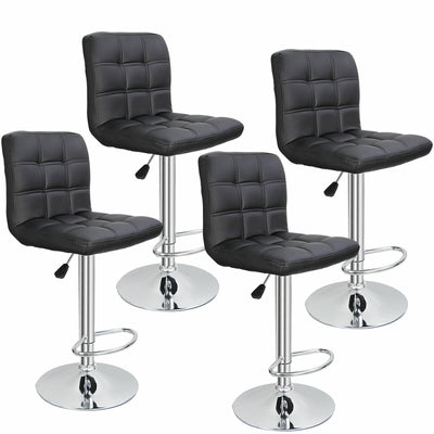 (Set of 4)Adjustable Bar Stools Swivel PU Leather Modern Dinning Chairs with Back Set of 4