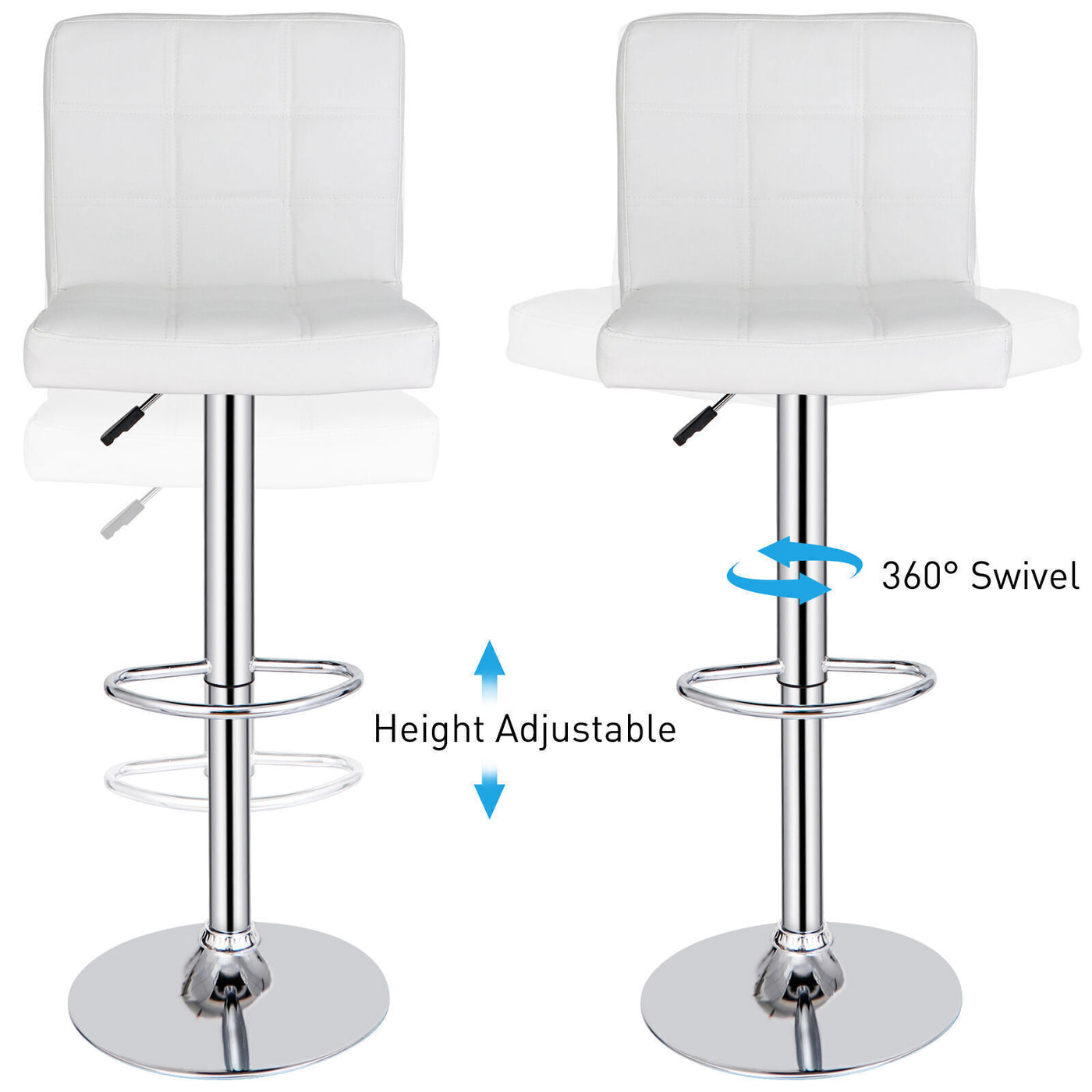 (Set of 4)Adjustable Bar Stools Swivel PU Leather Modern Dinning Chairs with Back Set of 4