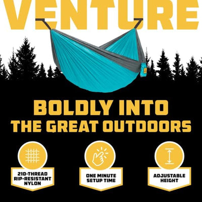 Camping Hammock - Camping Essentials & Camping Gifts, Portable Hammock Single or Double Hammock for Outdoor, Indoor W/Hammock Straps