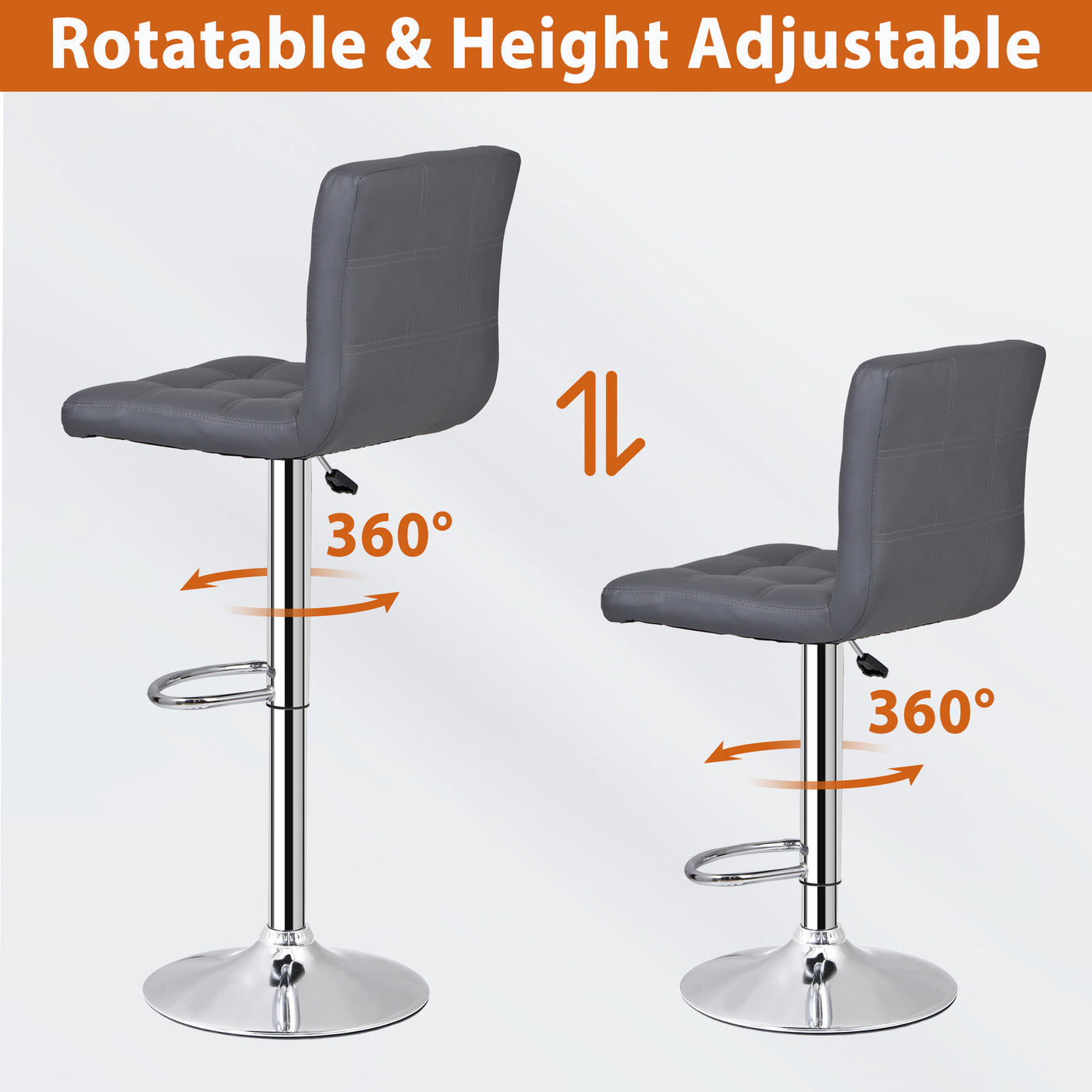 (Set of 4)Adjustable Bar Stools Swivel PU Leather Modern Dinning Chairs with Back Set of 4