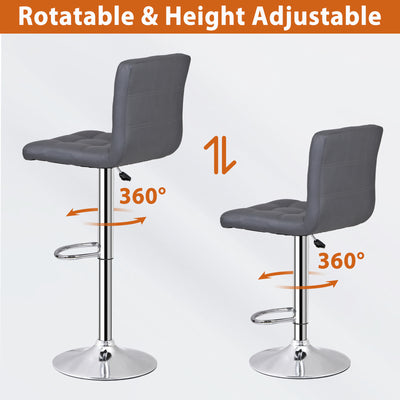 (Set of 4)Adjustable Bar Stools Swivel PU Leather Modern Dinning Chairs with Back Set of 4