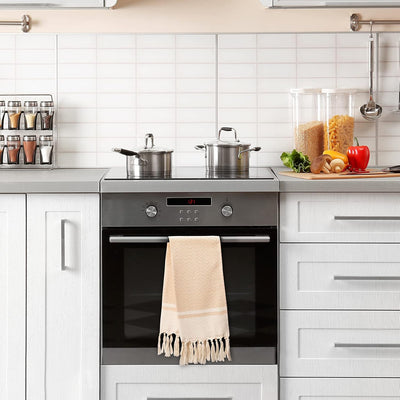 Rumi & Shams Turkish Farmhouse Boho Hand Towels | 2 Pcs Beige (Sand) | 16 X 32 Inches | 100% Cotton