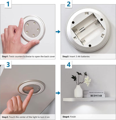 WELLAND White Floating Shelf with Touch-Sensing Battery Powered LED Light,Wall Mounted Display Shelves for Entrance, Living Room, Bedroom, Kitchen and Bathroom (48-INCH, White)