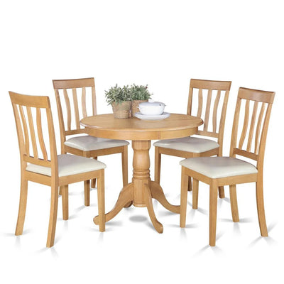 Antique 5-Piece Wood Kitchen Table and Chairs in Oak