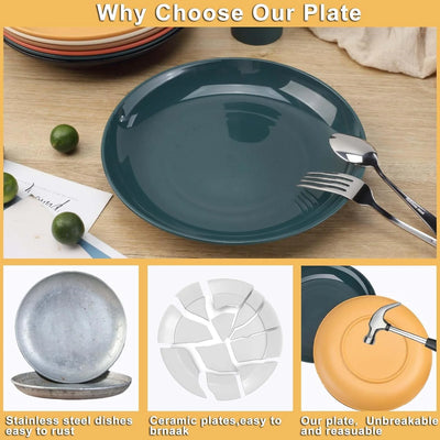 Dinnerware Set for 4, 16 Pack Plastic Bpa-Free Dinner Plates, Salad Plates, Cereal Bowls, Cups, Colorful Unbreakable Plates and Bowls Sets, Microwave and Dishwasher Safe