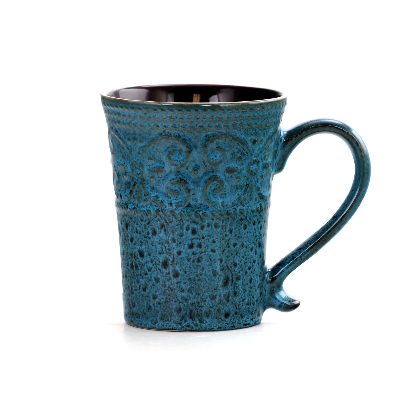 Lavish Blue 16 Piece round Stoneware Dinnerware Set in Blue