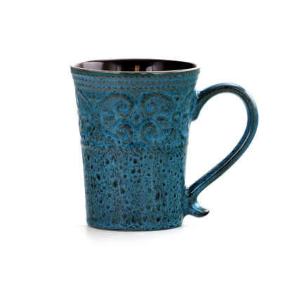 Lavish Blue 16 Piece round Stoneware Dinnerware Set in Blue