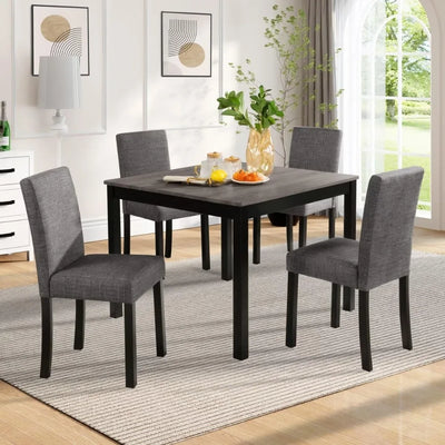 5-Piece Dining Table Set with 4 Chairs, Dining Table Set for 4 with Chairs, Wooden Dining Table Set for Kitchen, Dining Room, Li