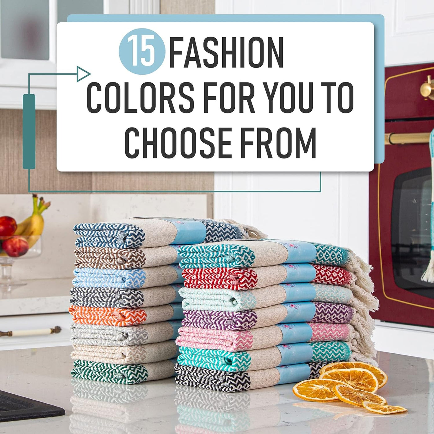 Turkish Hand Towels for Bathroom | 2 Pcs Decorative Bathroom Towels | 100% Cotton Farmhouse Kitchen Towels | 16X35 Boho Hand Towels | Oeko-Tex Certified Dark Gray Hand Towels | by Rumi&Shams