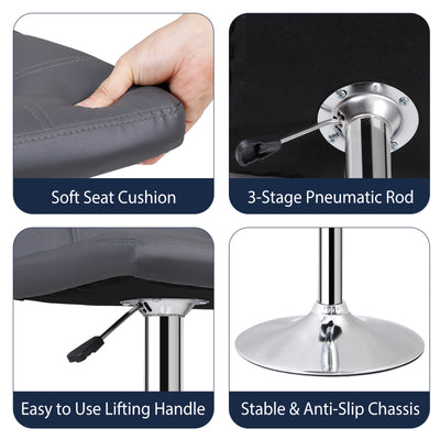 (Set of 4)Adjustable Bar Stools Swivel PU Leather Modern Dinning Chairs with Back Set of 4