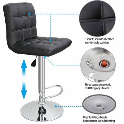 (Set of 4)Adjustable Bar Stools Swivel PU Leather Modern Dinning Chairs with Back Set of 4