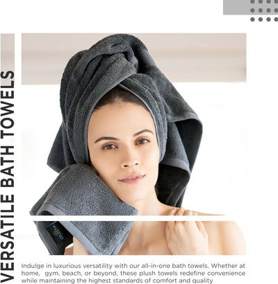 (Set of 4 Luxury Towels)100% Cotton Bath Towels,600 GSM White, Set of 4, Highly Absorbent, Plush, Soft, Quick Dry