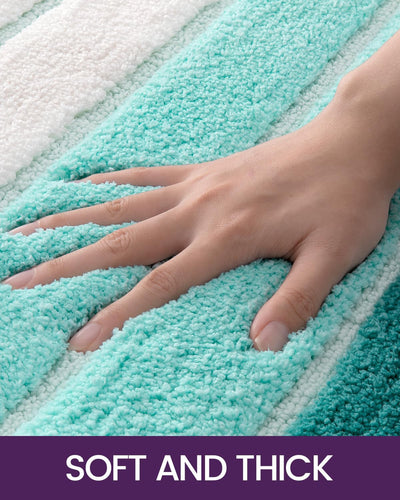 DEXI Bath Mats for Bathroom, 16X24 Absorbent Microfiber Bath Mat Quick Dry, Washable Bathroom Rugs with Non Slip Backing for Shower Floor, Turquoise