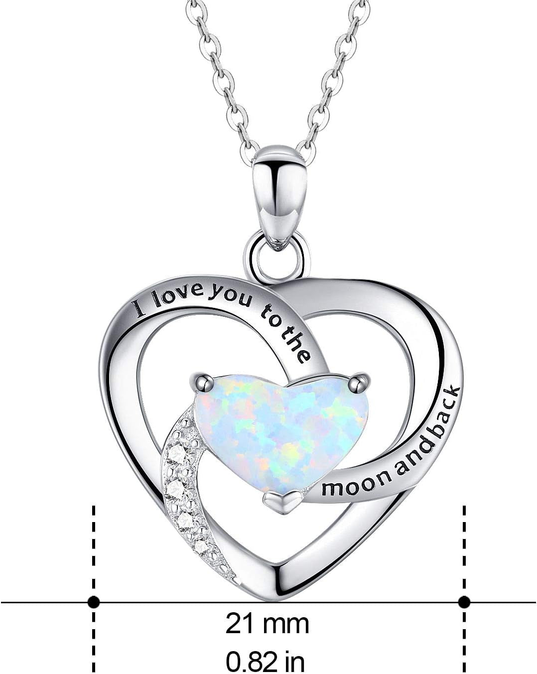 Cuoka 925 Sterling Silver Heart Necklace I Love You to the Moon and Back Pendant Sun Star Moon Necklace Jewelry for Women with Gifts Box