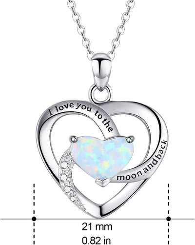 Cuoka 925 Sterling Silver Heart Necklace I Love You to the Moon and Back Pendant Sun Star Moon Necklace Jewelry for Women with Gifts Box