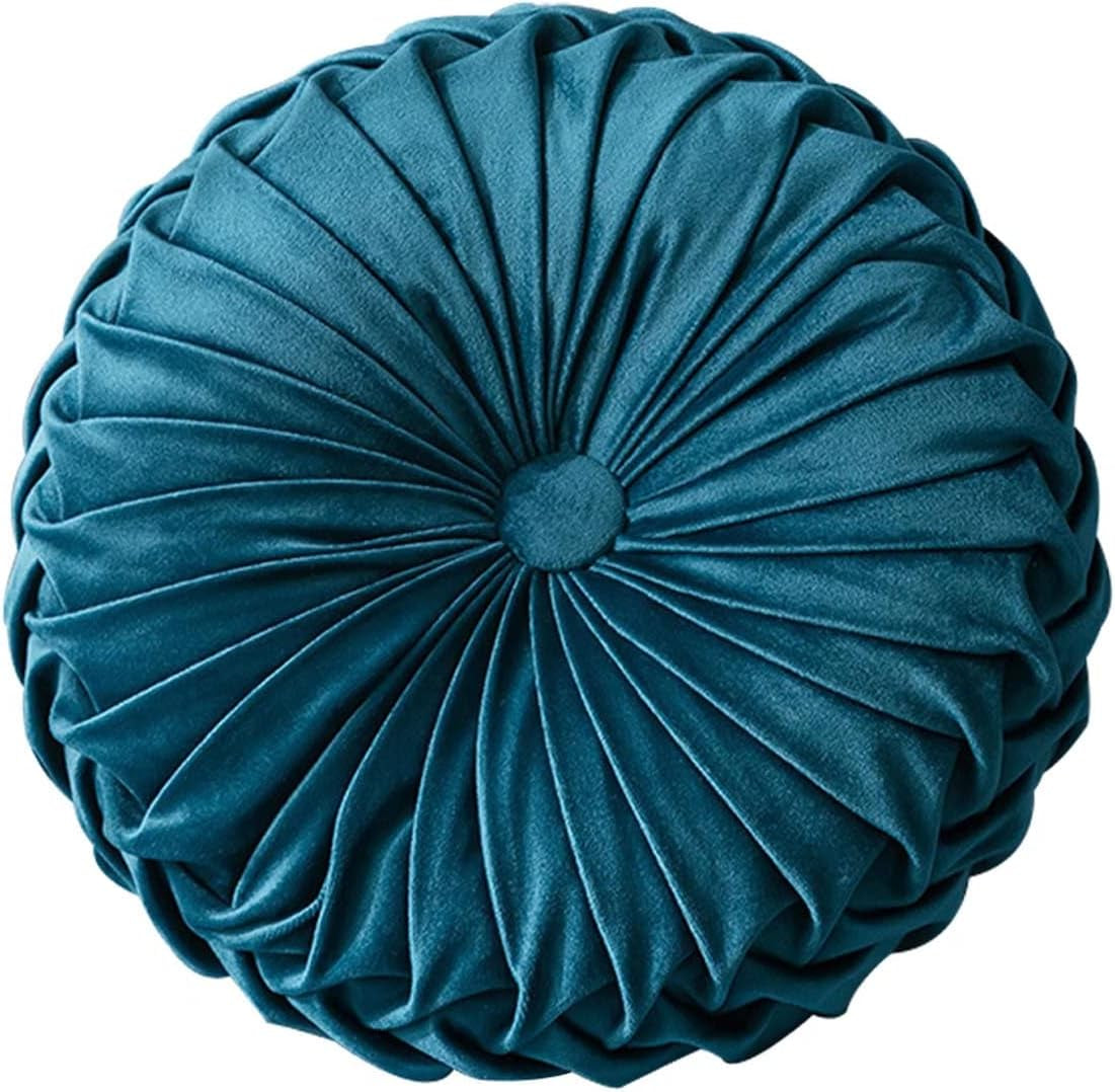 HLOVME round Velvet Pillow for Couch Small Handmade Decorative Throw Pillow for Bed Bedroom 13.7” Light Purple