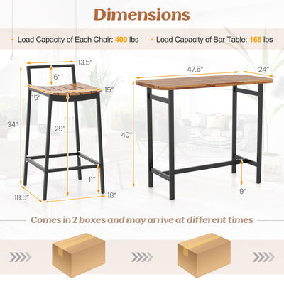 5 Piece Acacia Wood Bar Table Set Bar Height