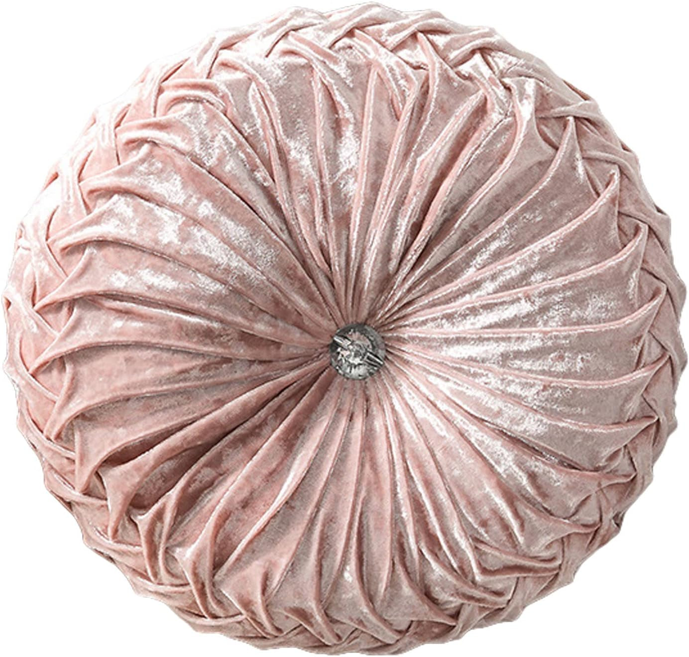 HLOVME round Velvet Pillow for Couch Small Handmade Decorative Throw Pillow for Bed Bedroom 13.7” Light Purple