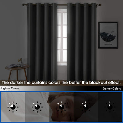 HOMEIDEAS 2 Panels Silver Grey Faux Silk Blackout Curtains, 52 X 96 Inch Room Darkening Satin Thermal Insulated Window Drapes