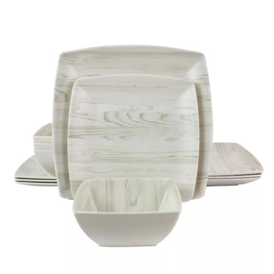 Gibson Home Woodgrain 12 Piece Melamine Dinnerware Set